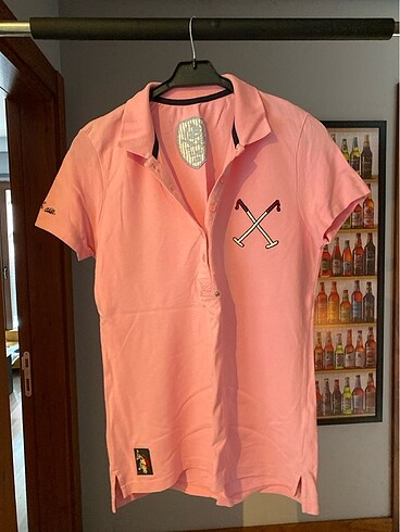 Polo pembe kadın tişört