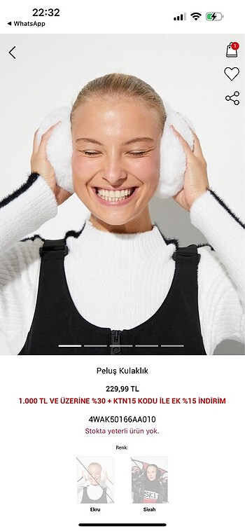 koton peluş kulaklık ekru