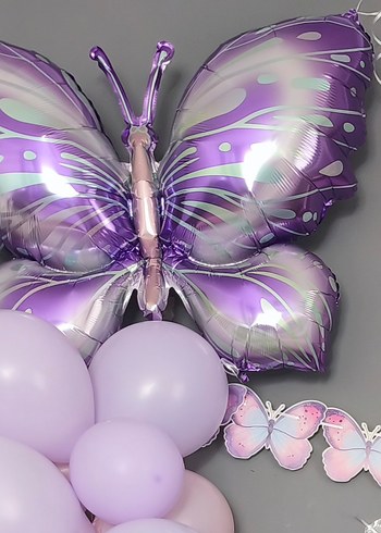 Pastel Mor Kelebek Balon