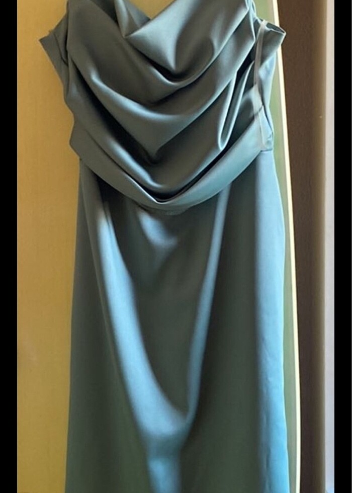 Lafaba Su yeşili saten elbise - Görsel 3