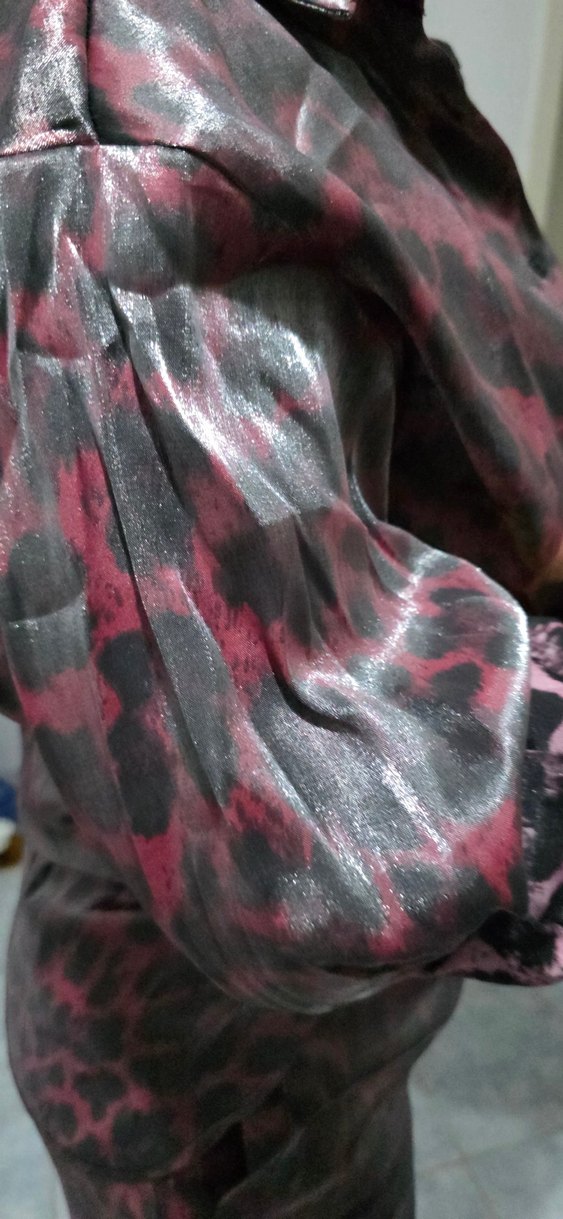 Siyah-Gri Uzun Bağlama Desenli Kadın Pijama Takımı - Görsel 5