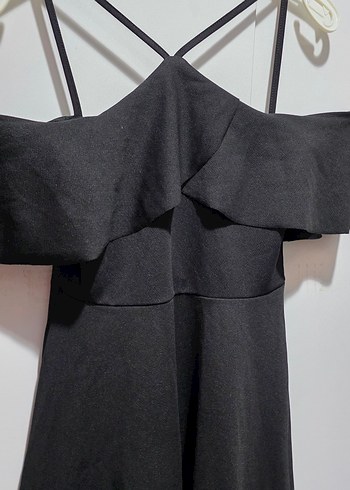 Siyah Strappy Midi Gotik Abiye Elbise - Görsel 4