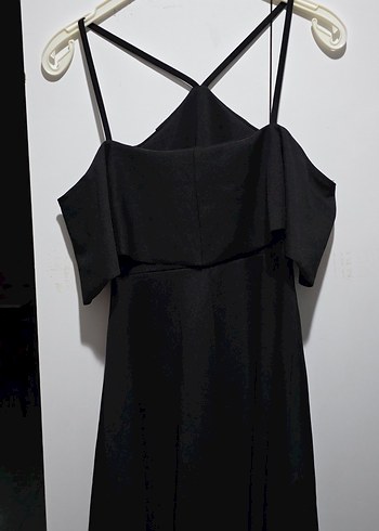 Siyah Strappy Midi Gotik Abiye Elbise - Görsel 7