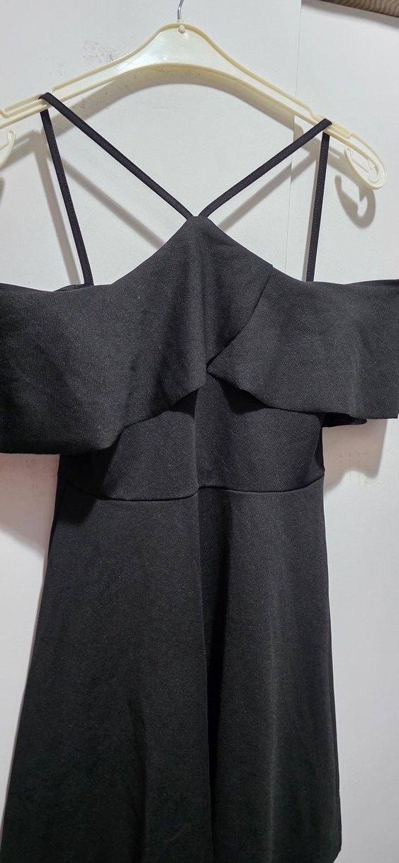 Siyah Strappy Midi Gotik Abiye Elbise - Görsel 4