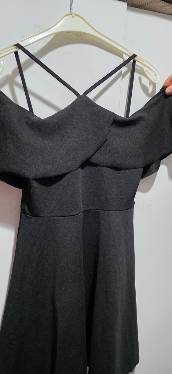 Siyah Strappy Midi Gotik Abiye Elbise - Görsel 3