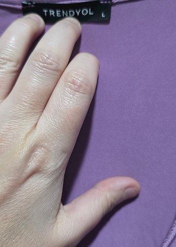 Mor V Yaka Midi Triko Elbise - Görsel 2