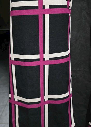 Düğmeli Pembe Kareli Uzun Kadın Yelek - Görsel 5