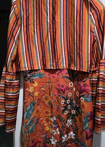 Renkli Çizgili Bağlamalı Bohem Bluz - Görsel 8