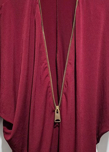 Bordo Kadın Uzun Kollu Salaş V Yaka Tunik - Görsel 2