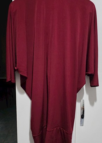 Bordo Kadın Uzun Kollu Salaş V Yaka Tunik - Görsel 6