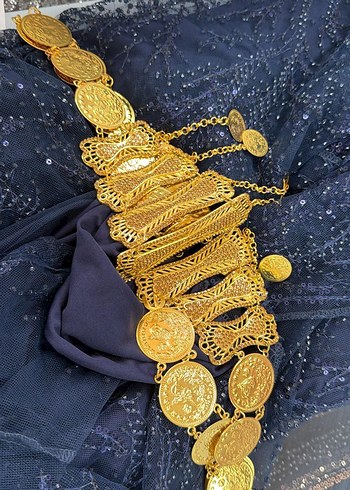 Zincir Detaylı Parlak Altın Vücut Zinciri - Görsel 6