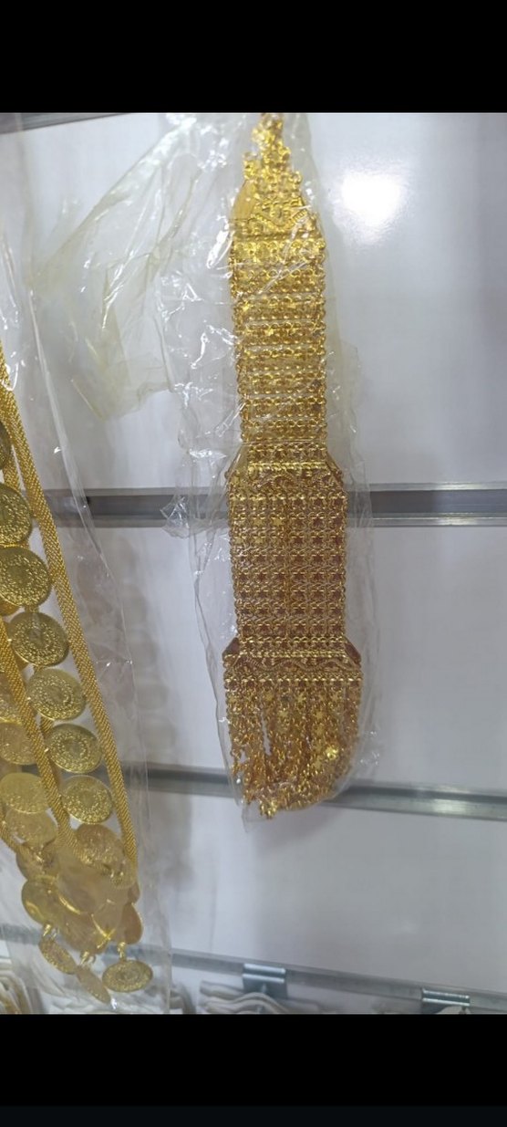 Zincir Detaylı Parlak Altın Vücut Zinciri - Görsel 5