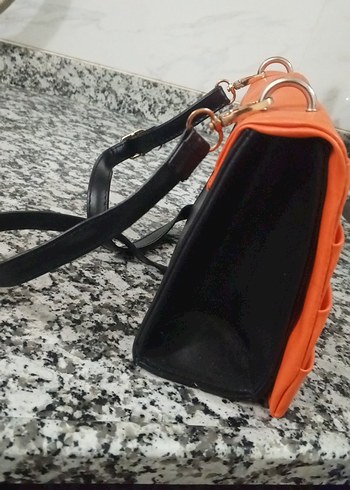 Turuncu Deri Fırfırlı Kadın Çanta - Görsel 2