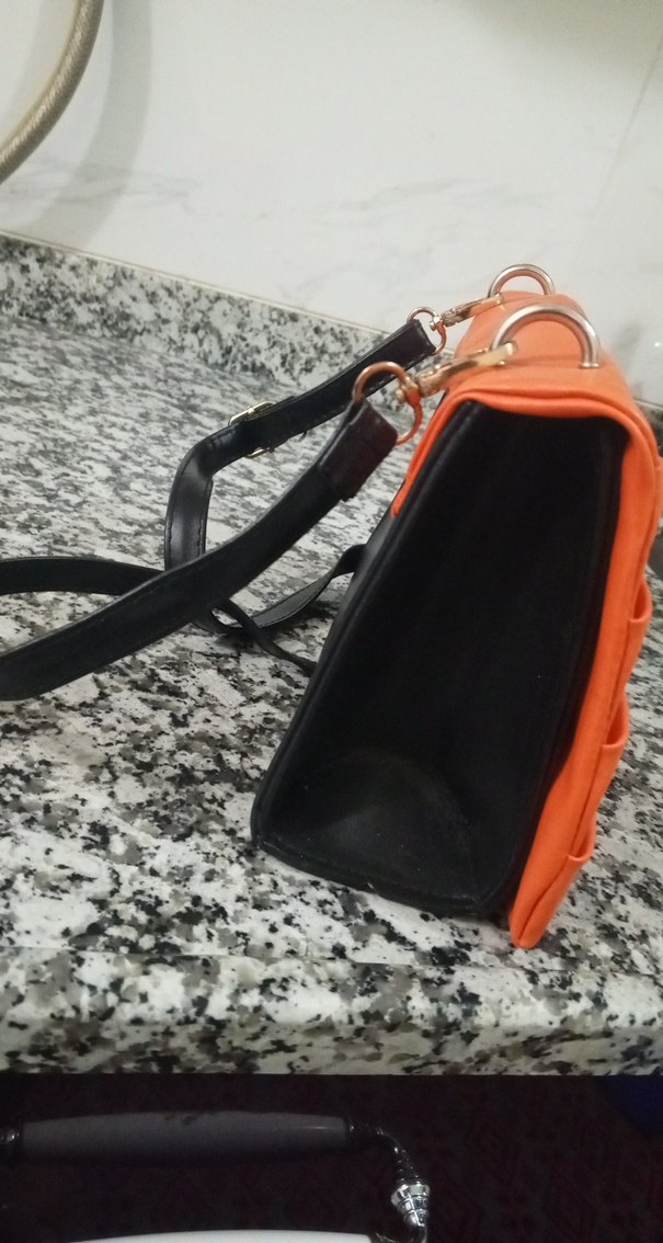 Turuncu Deri Fırfırlı Kadın Çanta - Görsel 2