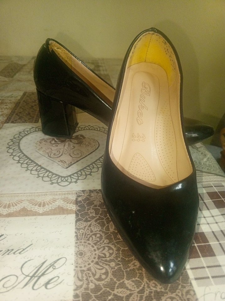 Diger Siyah Parlak Yılan Desenli Kadın Kalın Topuklu Stiletto - Görsel 2