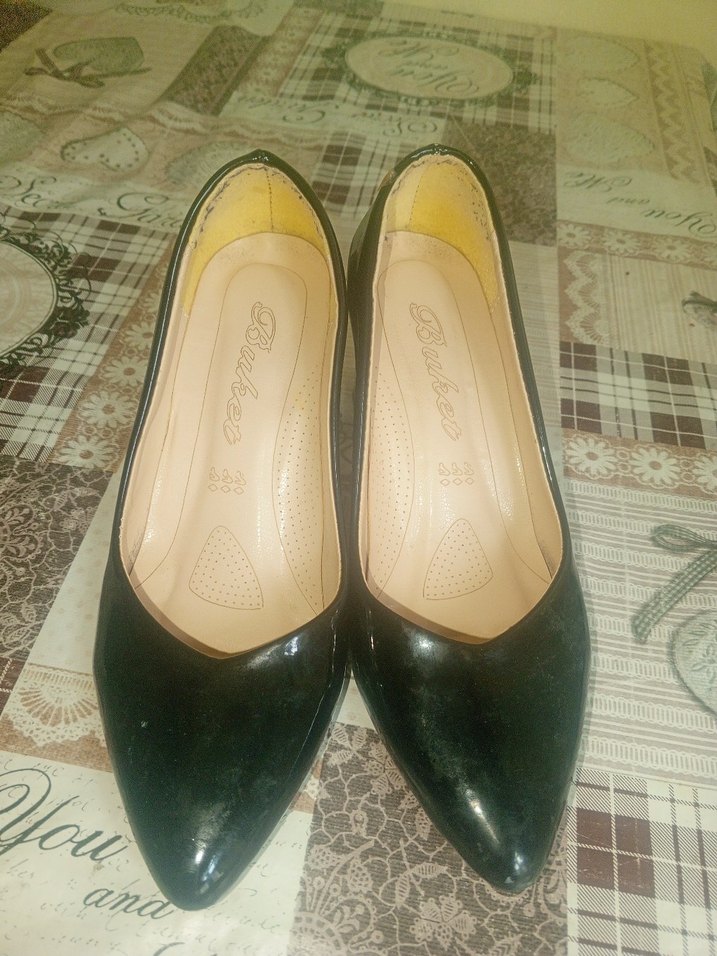 Diger Siyah Parlak Yılan Desenli Kadın Kalın Topuklu Stiletto - Görsel 3