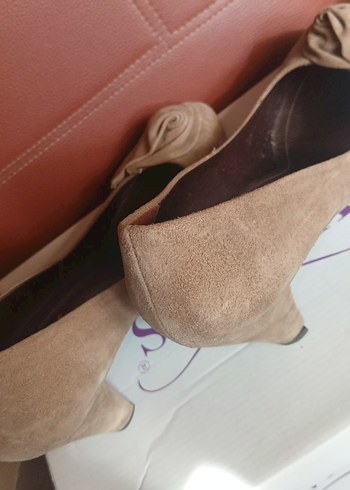 Bej Süet Stiletto Kadın Klasik Ayakkabı 38 no - Görsel 5