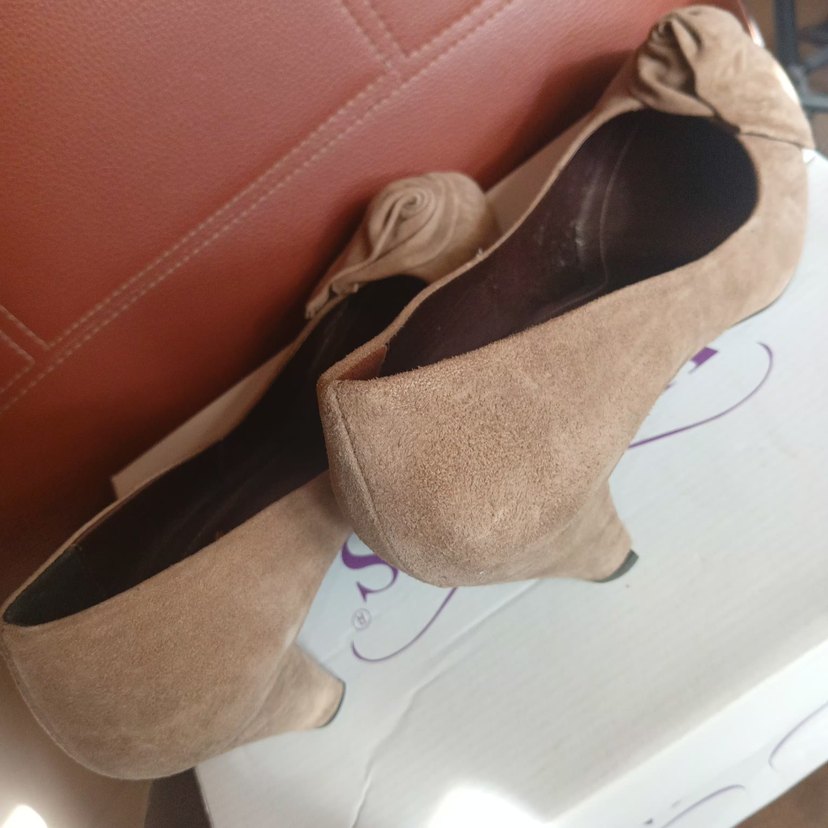 Bej Süet Stiletto Kadın Klasik Ayakkabı 38 no - Görsel 5