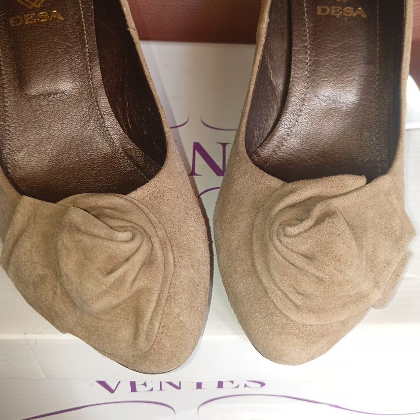 Bej Süet Stiletto Kadın Klasik Ayakkabı 38 no - Görsel 2