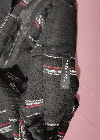 Düğmeli Siyah Ekose Mini Etek - Görsel 2