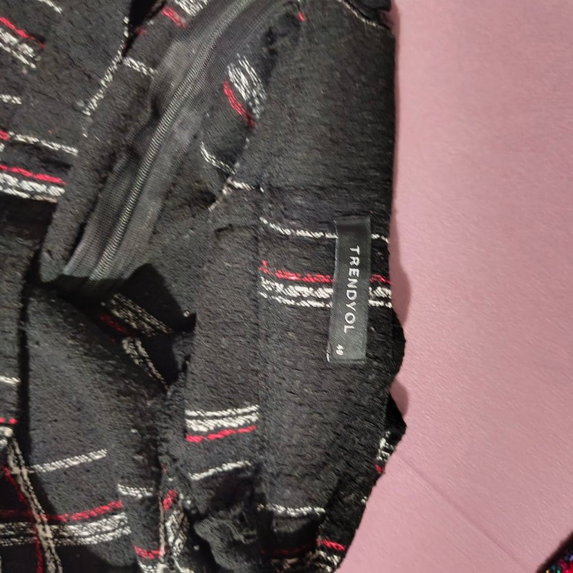 Düğmeli Siyah Ekose Mini Etek - Görsel 2