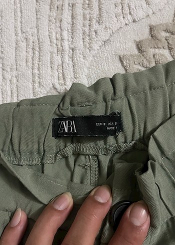 Kemerli Kadın Keten Haki Pantolon - Görsel 3