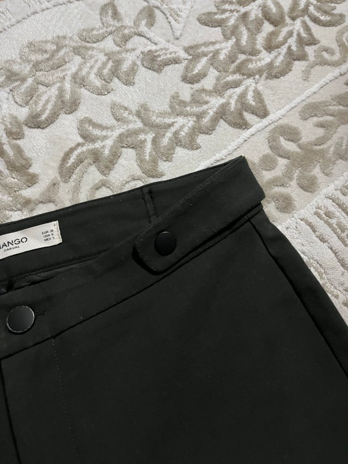 Düğmeli haki Kadın Kumaş Pantolon - Görsel 4