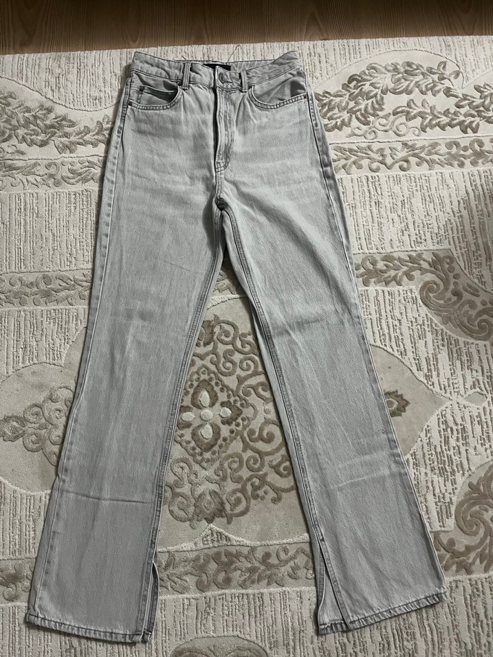 Gri Midi Boy Regular Fit Kadın Kot Pantolon - Görsel 2