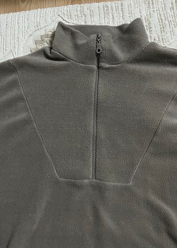 Gri Yüksek Yakalı Fermuarlı Sweatshirt - Görsel 3