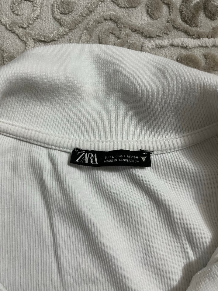 V Yaka Beyaz Kadın Bluz, Uzun Kollu, İnce Kesim - Görsel 2