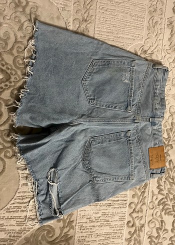 Düğmeli Mini Kadın Kot Şort - Görsel 3