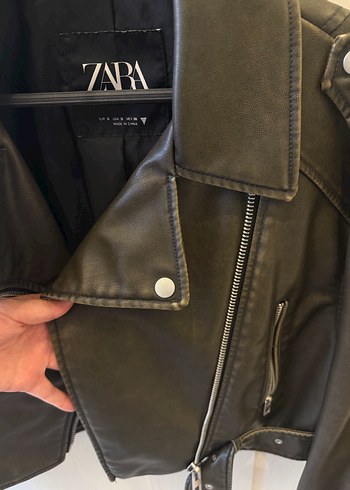Zara Haki deri ceket - Görsel 6