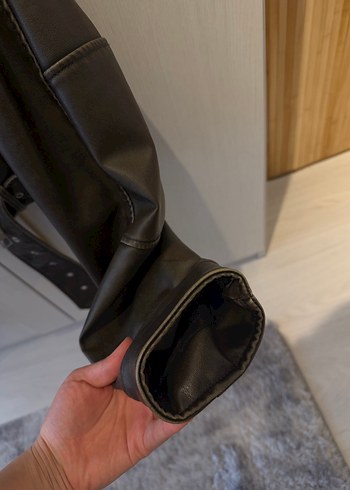 Zara Haki deri ceket - Görsel 5