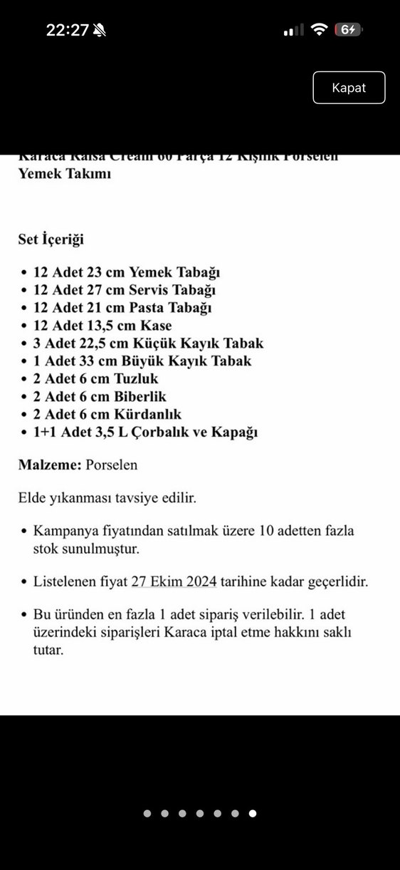 Karaca yemek takımı - Görsel 3