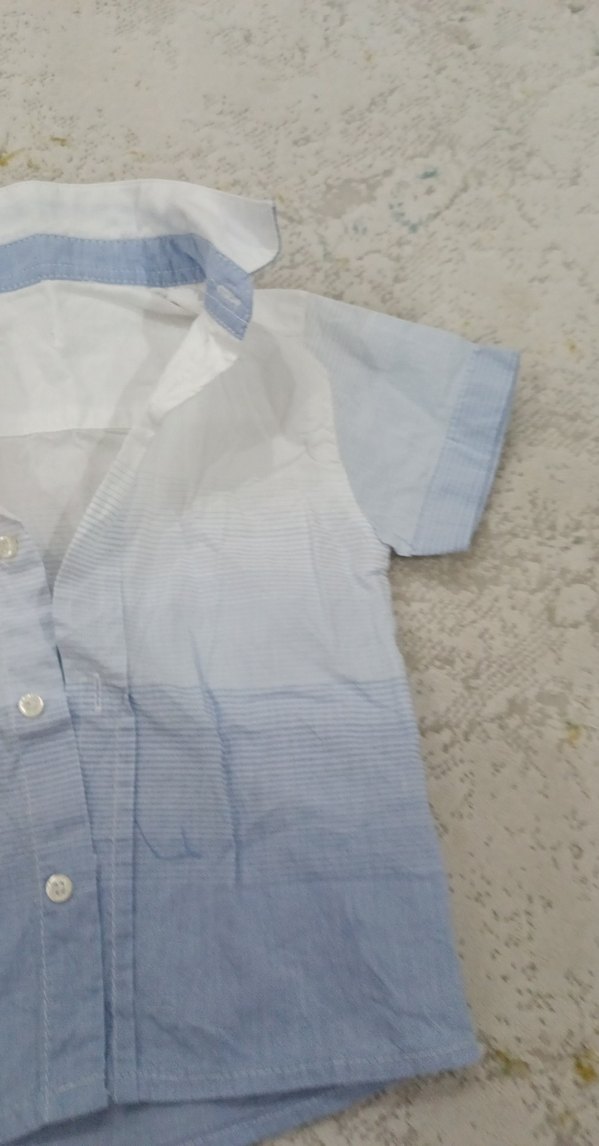 Erkek Çocuk Mavi Kısa Kollu Düğmeli Gömlek - Görsel 3