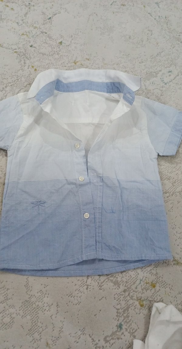 Erkek Çocuk Mavi Kısa Kollu Düğmeli Gömlek - Görsel 2