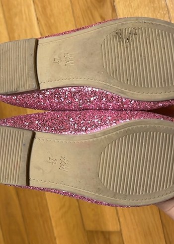 H&M Pembe Parlak Simli Kız Babet Ayakkabı - Görsel 4