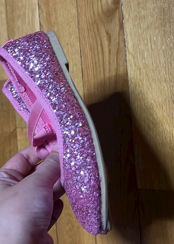 H&M Pembe Parlak Simli Kız Babet Ayakkabı - Görsel 2