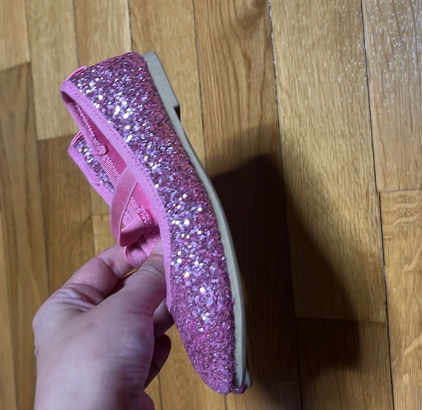 H&M Pembe Parlak Simli Kız Babet Ayakkabı - Görsel 2