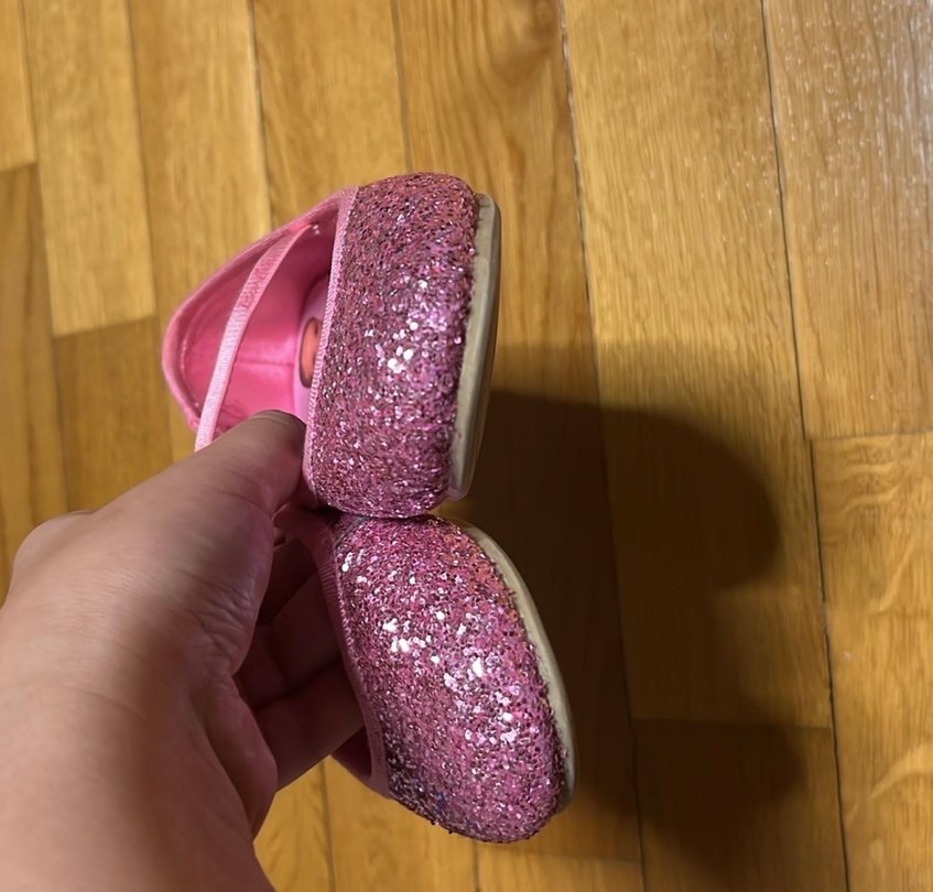 H&M Pembe Parlak Simli Kız Babet Ayakkabı - Görsel 3