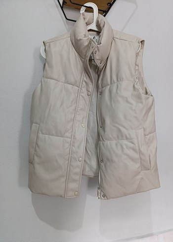 Bej Düğmeli Kolsuz Kadın Yelek - Görsel 3