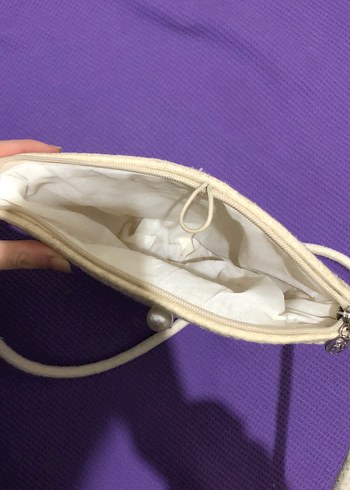 Beyaz Örgü Kadın Çanta - Görsel 3