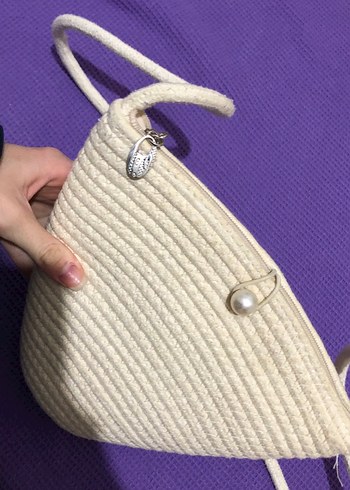 Beyaz Örgü Kadın Çanta - Görsel 2