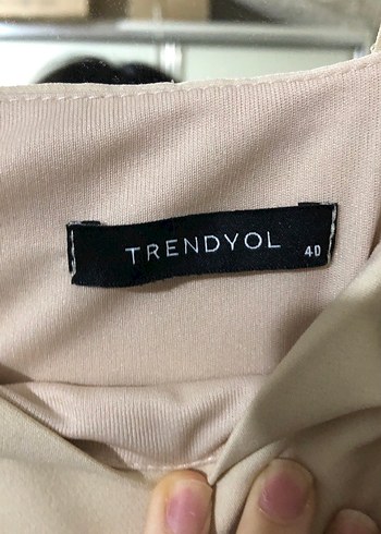 Bej Drapeli Midi Abiye Elbise - Görsel 2