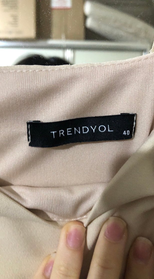 Bej Drapeli Midi Abiye Elbise - Görsel 2