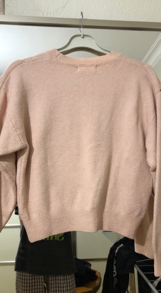 Pembe Kadın Triko Kazak Fırfırlı - Görsel 4