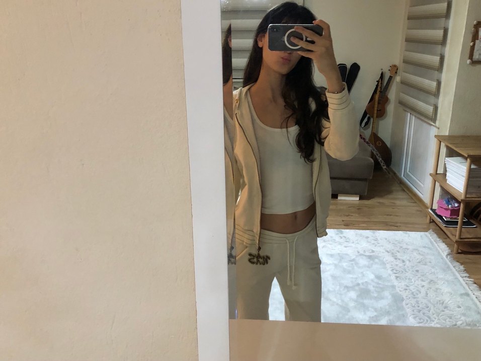 Beyaz Kadın İnce Kesim Eşofman - Görsel 3