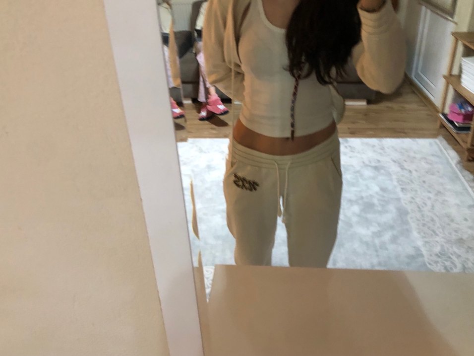 Beyaz Kadın İnce Kesim Eşofman - Görsel 5