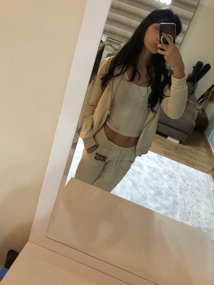 Beyaz Kadın İnce Kesim Eşofman - Görsel 2