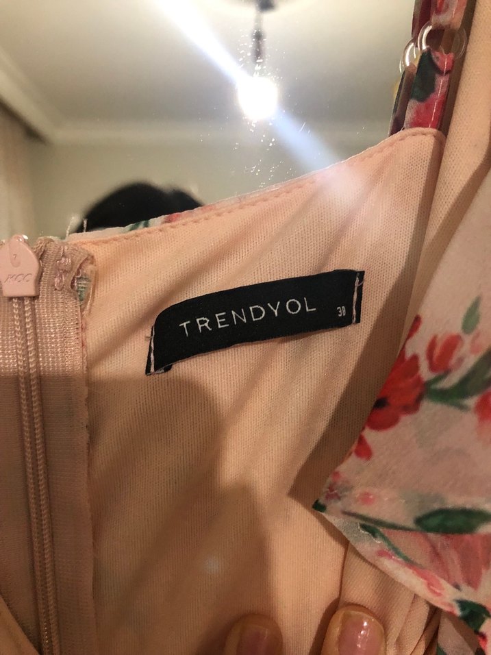 Pembe Çiçek Desenli Uzun Bohem Elbise - Görsel 4